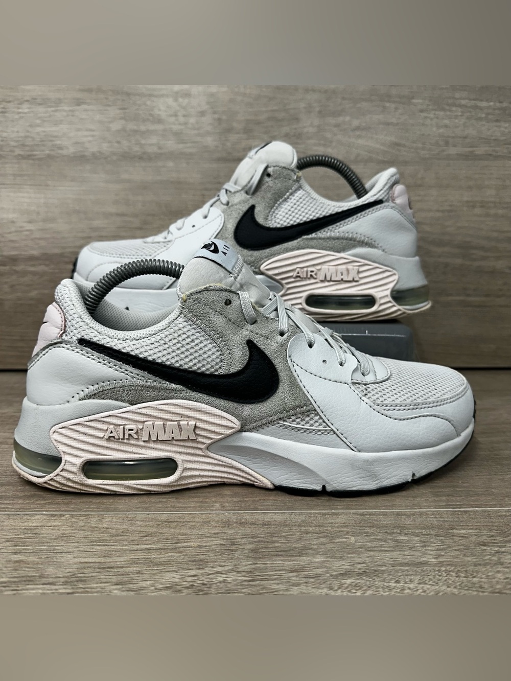Nike Women's Air Max Excee CD5432-002 White Dust Pink Leather Sneakers Size 9.5